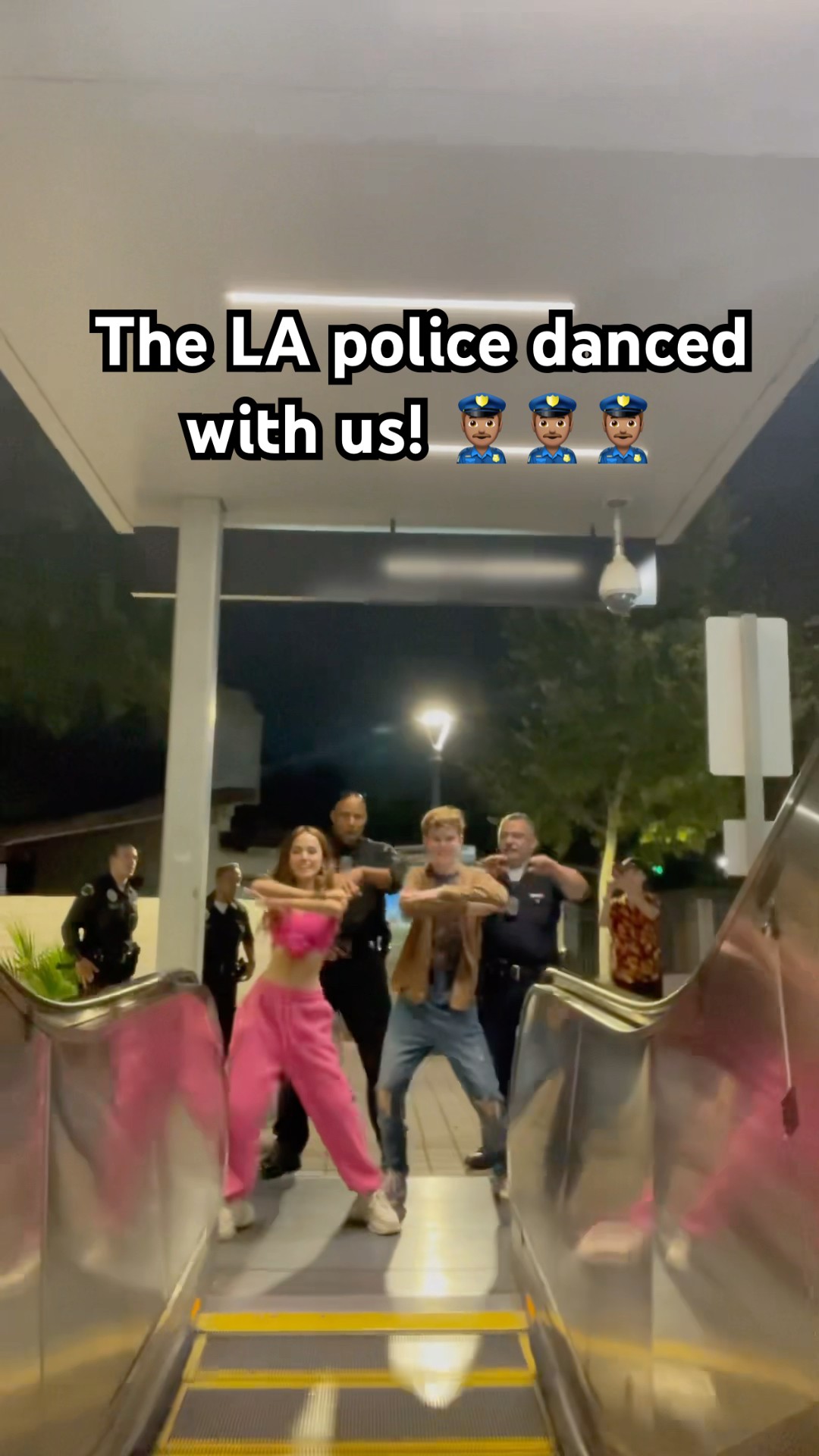 Result with the LA police dancing with us on the escalator ? @merrickhanna | Andra Gogan